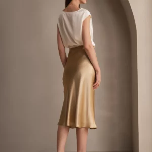 19Momme 100% Mulberry Silk charmeuse Stretch Long Straight Skirt - Image 13