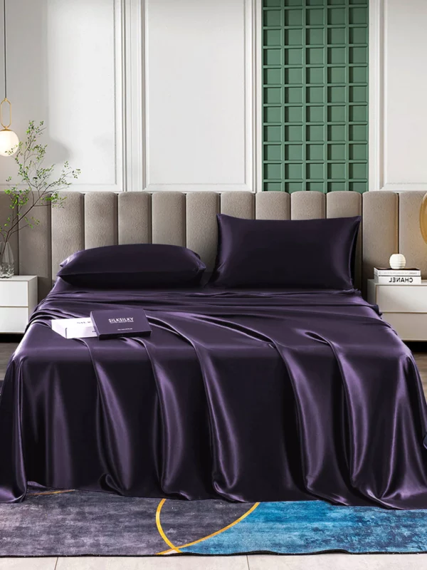 22Momme Silk 4Pcs bedding Set Fitted&Flat Sheets+2x Pillowcases