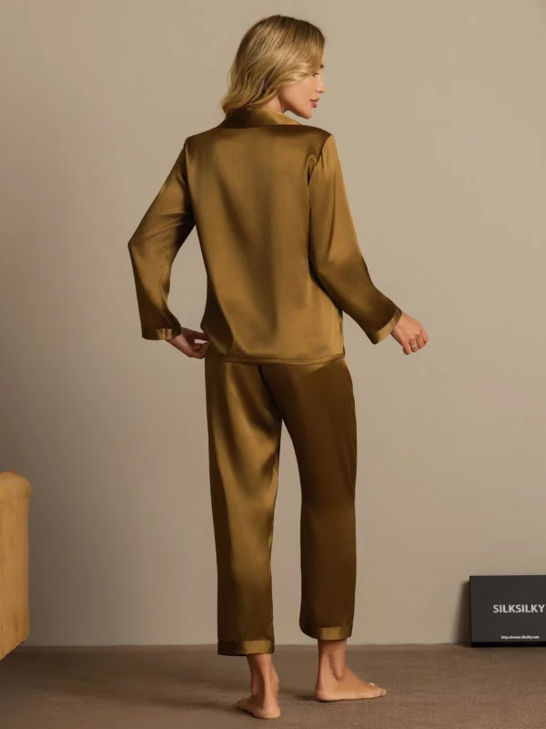 100% Mulberry Silk Women's Long Sleeve Silk charmeuse Pajamas Set