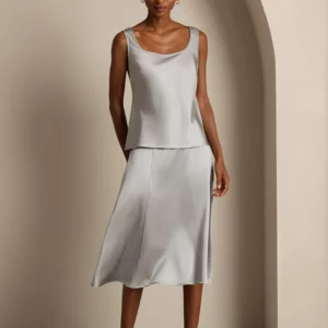 Women's 19Momme Silk Sleeveless U Neck Satin Tank Top - Image 8