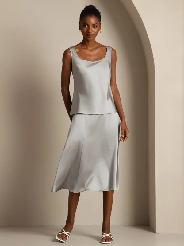 Women's 19Momme Silk Sleeveless U Neck Satin Tank Top