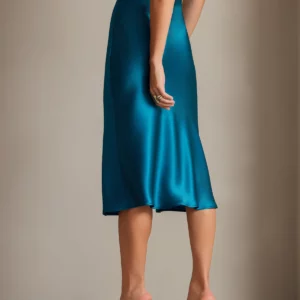 19Momme 100% Mulberry Silk charmeuse Stretch Long Straight Skirt - Image 14