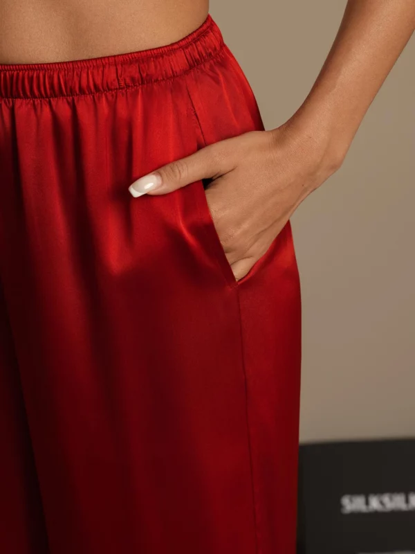 19Momme women's 100% Mulberry Silk Wide Leg Pants