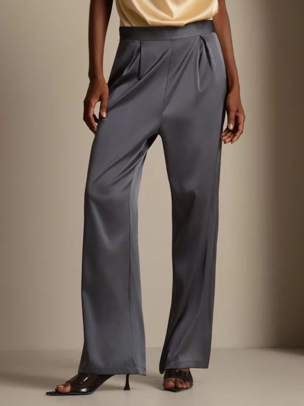 19Momme Women's mulberry Silk High Waist Wide Leg Pants