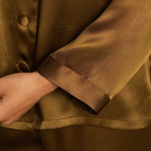 100% Mulberry Silk Women's Long Sleeve Silk charmeuse Pajamas Set - Image 7