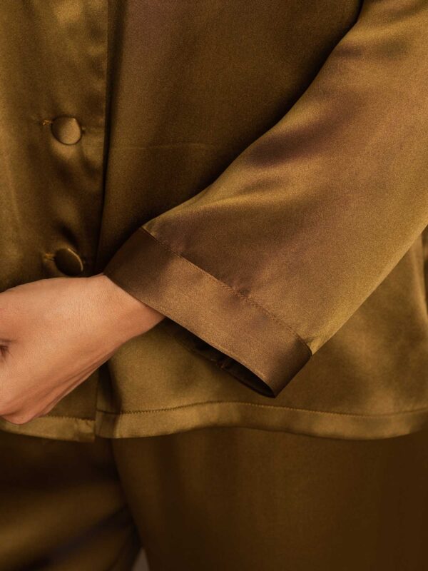 100% Mulberry Silk Women's Long Sleeve Silk charmeuse Pajamas Set