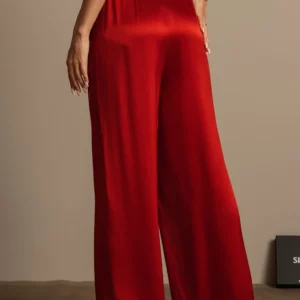 19Momme women's 100% Mulberry Silk Wide Leg Pants - Image 9