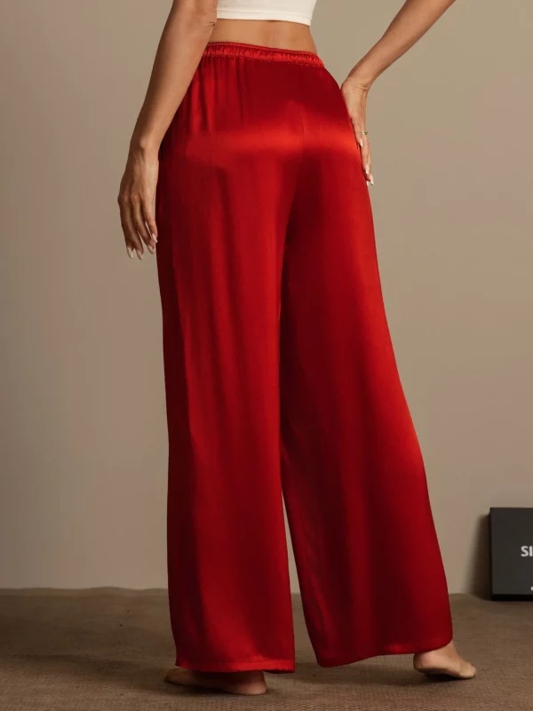 19Momme women's 100% Mulberry Silk Wide Leg Pants