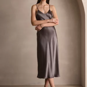 100% mulberry Silk charmeuse Spaghetti Strap Midi Dress - Image 10