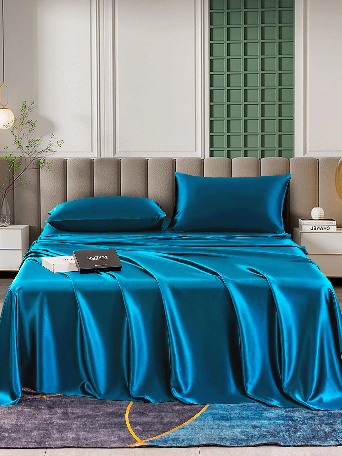 25Momme 4Pcs 100% mulberry Silk bedding Set Fitted&Flat Sheets+2x Pillowcases - Image 14