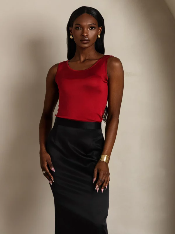 19Momme 100% mulberry Silk Sleeveless Round Neck Women's Tank Top