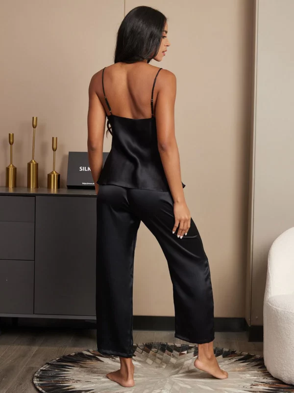 100% mulberry Silk women's Spaghetti Strap V Neck Cami & Pants Set