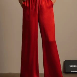 19Momme women's 100% Mulberry Silk Wide Leg Pants - Image 8