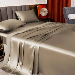 19Momme 4Pcs pure mulberry Silk bedding Set Fitted&Flat Sheets+2x Pillowcases - Image 11