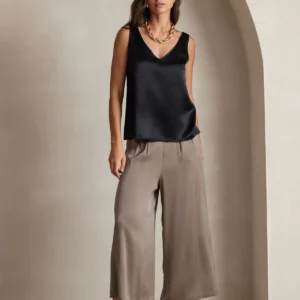 Women's 19Momme Silk Sleeveless V Neck Satin Tank Top with V Back Design - Image 10