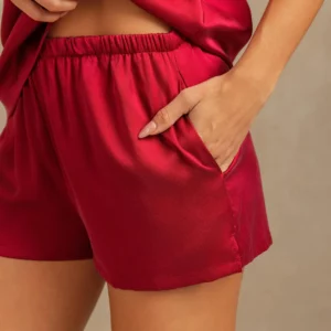 mulberry Silk 19Momme Women's Short Sleeve Round Collar Pajamas Set with Side Pocket Design - Image 10