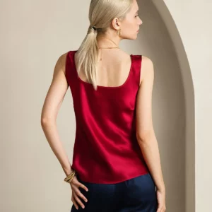 Women's 19Momme Silk Sleeveless U Neck Satin Tank Top - Image 9