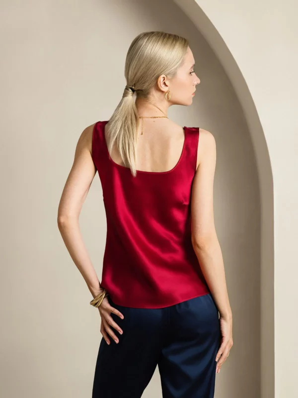 Women's 19Momme Silk Sleeveless U Neck Satin Tank Top