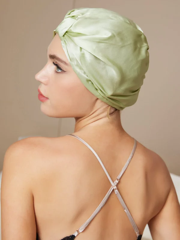 19 Momme 100% mulberry Silk Night Turban Bonnet with elasticized back