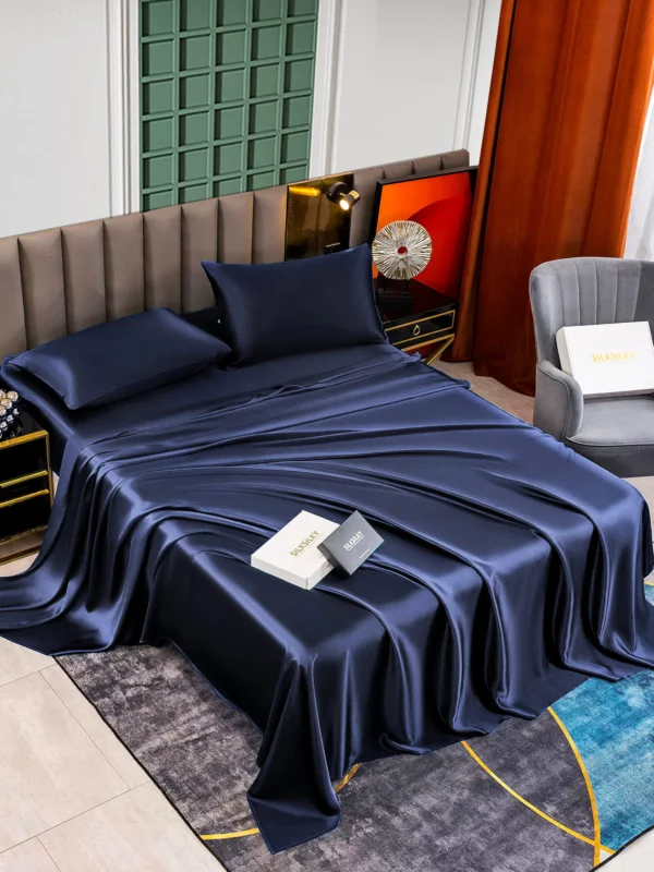 25Momme 4Pcs 100% mulberry Silk bedding Set Fitted&Flat Sheets+2x Pillowcases