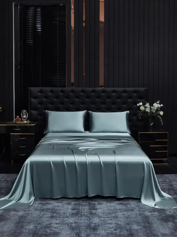 19Momme 4Pcs pure mulberry Silk bedding Set Fitted&Flat Sheets+2x Pillowcases