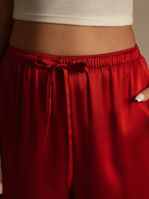 19Momme women's 100% Mulberry Silk Wide Leg Pants