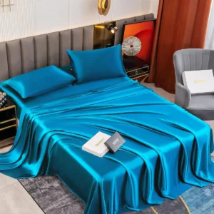 19Momme 4Pcs pure mulberry Silk bedding Set Fitted&Flat Sheets+2x Pillowcases - Image 12