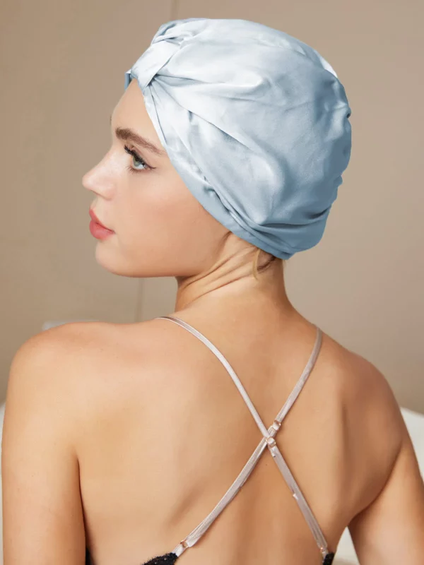 19 Momme 100% mulberry Silk Night Turban Bonnet with elasticized back