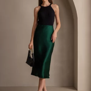 19Momme 100% Mulberry Silk charmeuse Stretch Long Straight Skirt - Image 16