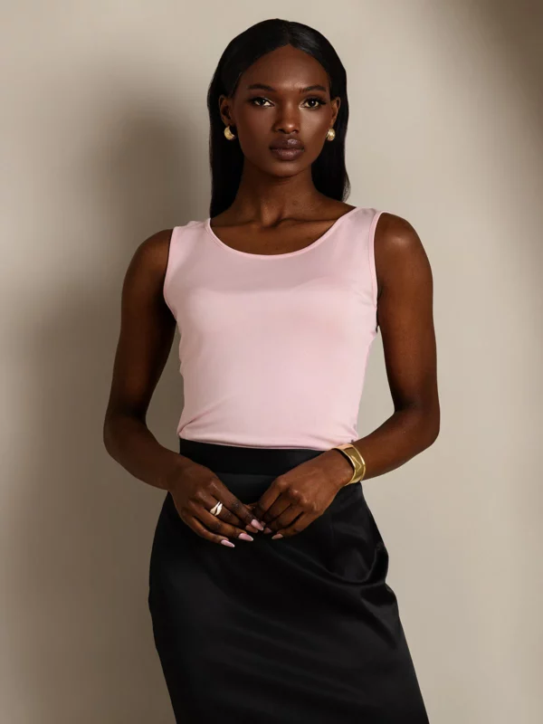 19Momme 100% mulberry Silk Sleeveless Round Neck Women's Tank Top