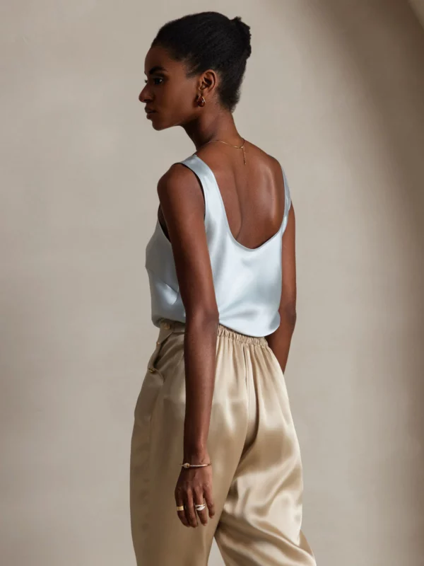 Women's 19Momme Silk Sleeveless U Neck Satin Tank Top