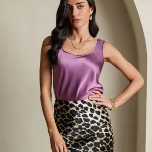 Women's 19Momme Silk Sleeveless U Neck Satin Tank Top - Image 12