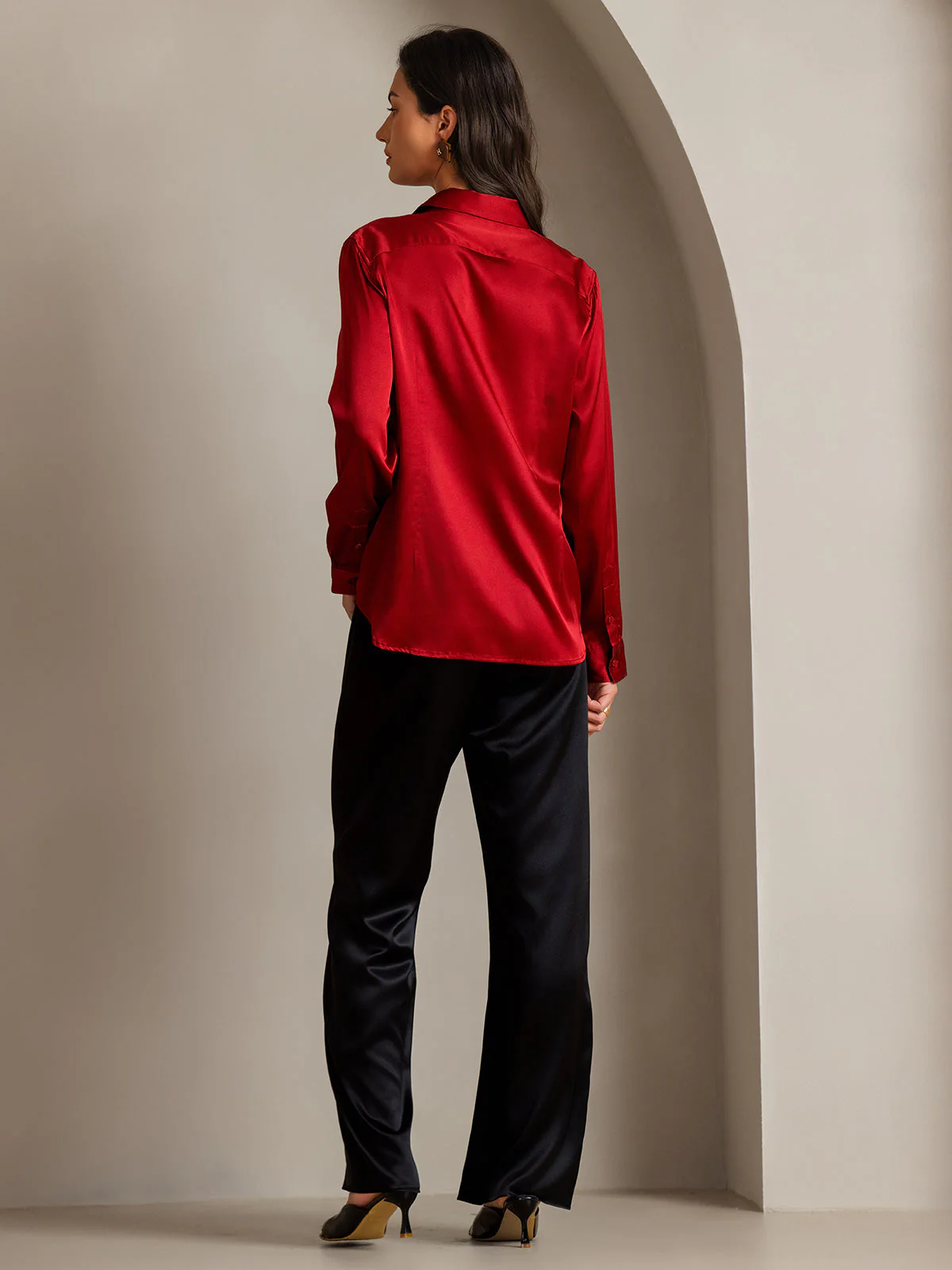 mulberry Silk 19Momme Long Lapel Collar Women