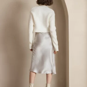 19Momme 100% Mulberry Silk charmeuse Stretch Long Straight Skirt - Image 10