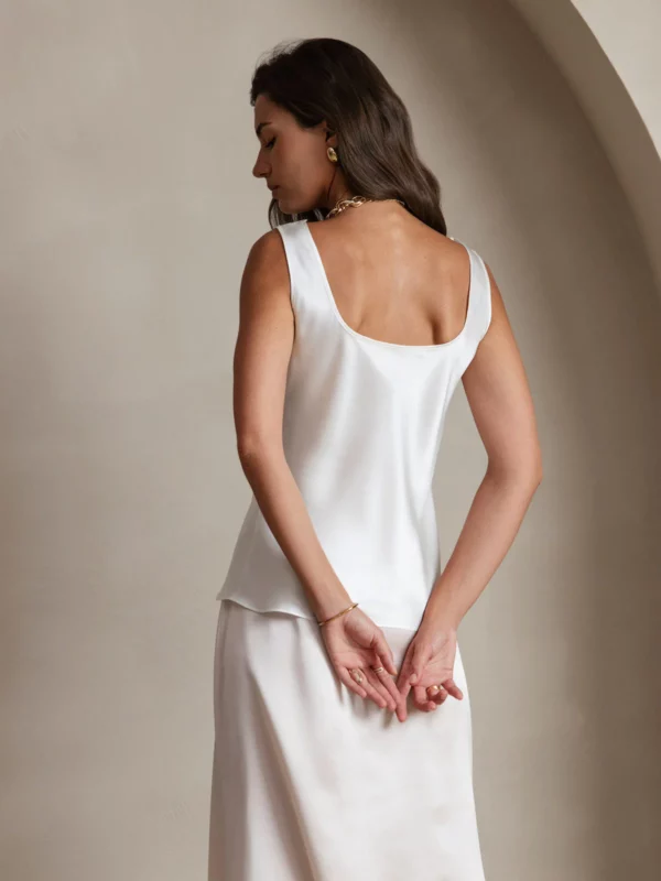 Women's 19Momme Silk Sleeveless U Neck Satin Tank Top