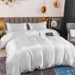 25Momme 4Pcs 100% mulberry Silk bedding Set Duvet Cover+Fitted Sheet+2x Pillowcases - Image 9