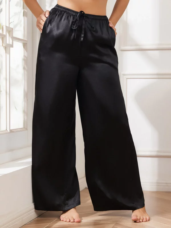 19Momme women's 100% Mulberry Silk Wide Leg Pants