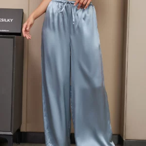19Momme women's 100% Mulberry Silk Wide Leg Pants - Image 15