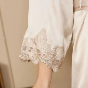 100% mulberry Silk Spaghetti Strap Nightgown & Robe Set 2 piece with lace design - Image 10