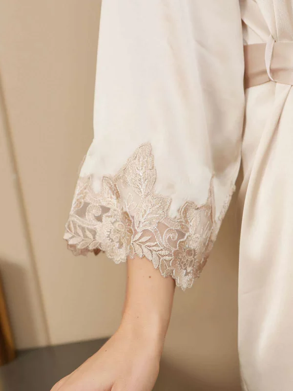 100% mulberry Silk Spaghetti Strap Nightgown & Robe Set 2 piece with lace design