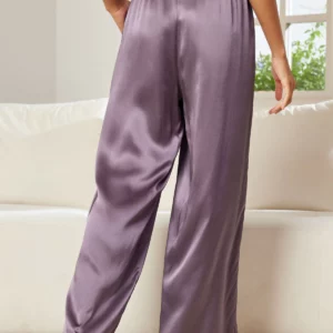 19Momme women's 100% Mulberry Silk Wide Leg Pants - Image 7