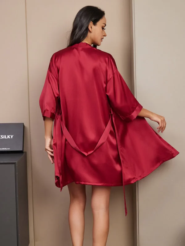 100% mulberry Silk Women's Silk Spaghetti Strap V-neck Camisole Set & satin Robe 3Pcs