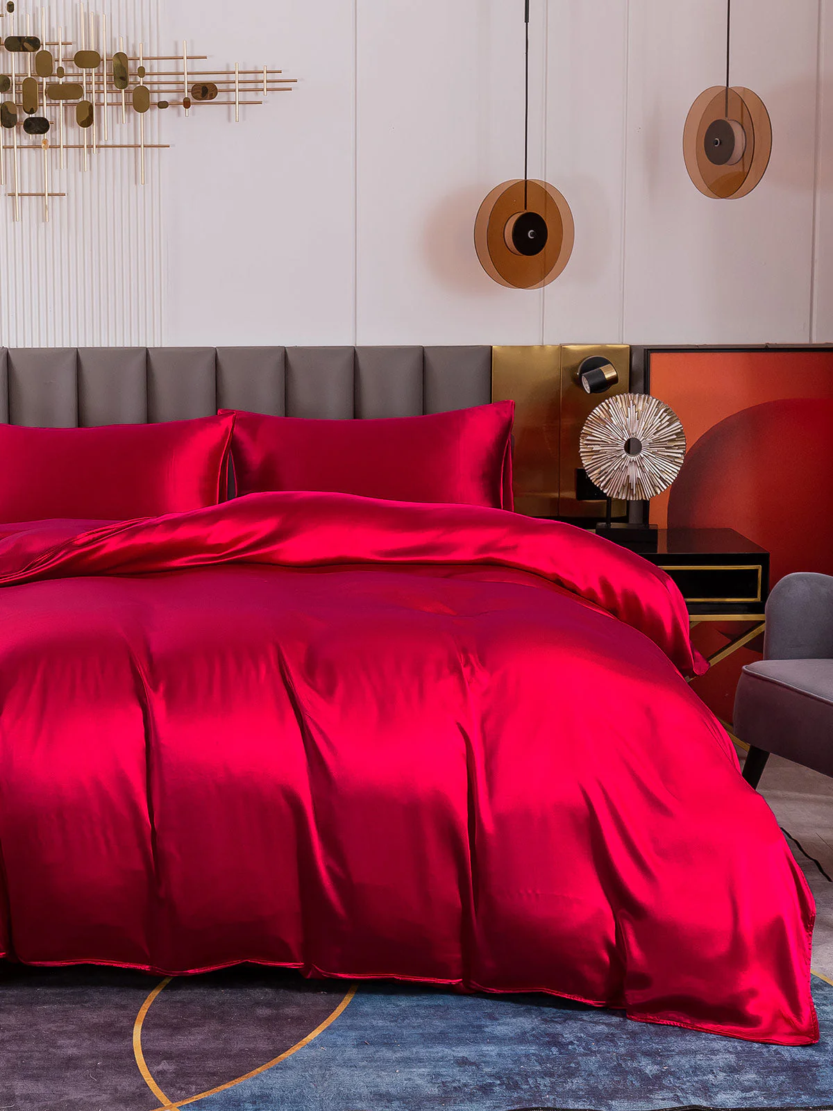 25Momme 4Pcs 100% mulberry Silk bedding Set Duvet Cover+Fitted Sheet+2x Pillowcases - Image 2