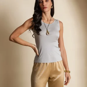 19Momme 100% mulberry Silk Sleeveless Round Neck Women's Tank Top - Image 9