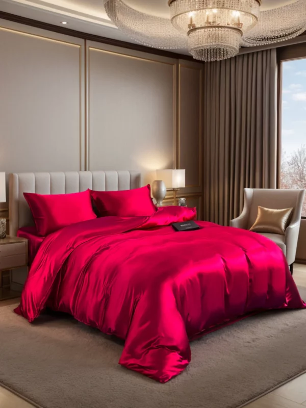 25Momme 4Pcs 100% mulberry Silk bedding Set Duvet Cover+Fitted Sheet+2x Pillowcases