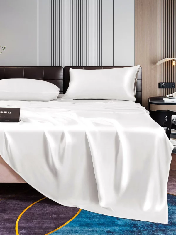 22Momme Silk 4Pcs bedding Set Fitted&Flat Sheets+2x Pillowcases