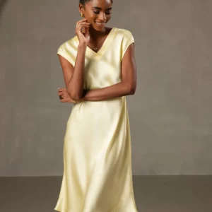 100% Mulberry Silk V-Neck Cap Sleeve Nightgown & Lounge dress - Image 10