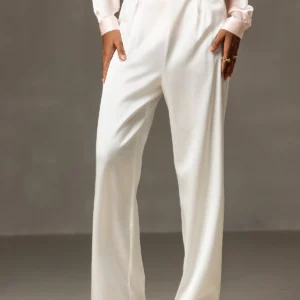 19Momme Women's mulberry Silk High Waist Wide Leg Pants - Image 7