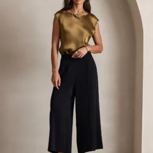 19Momme mulberry Silk Cap Sleeve Round Neck Women's Top - Image 8