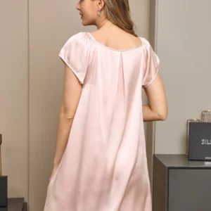 100% mulberry Silk Cap Sleeve Square Neck Short Nightgown - Image 7